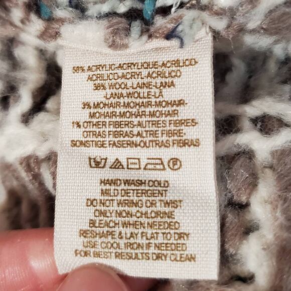 Free People Oversized Fair Isle Wool Mohair Slouchy Knit Sweater Womens Size XS - Picture 10 of 12